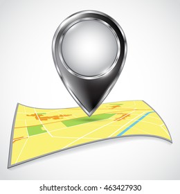Location icons on the map. Concept of route, landmark, adventure, explore. Vector illustration