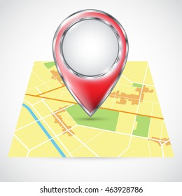 Location icons on the map. Concept of route, landmark, adventure, explore. Vector illustration