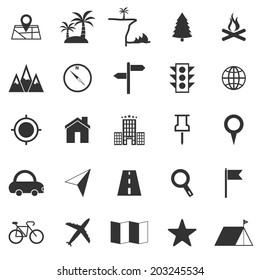 Location icons on white background, stock vector