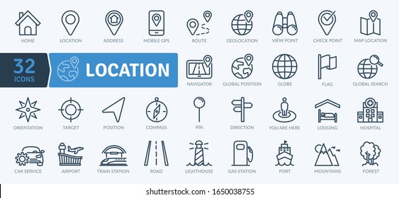 Location Icons Pack. Thin line icons set. Flaticon collection set. Simple vector icons