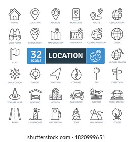 Location Icons Pack. Thin line icons set. Flat icon collection set. Simple vector icons