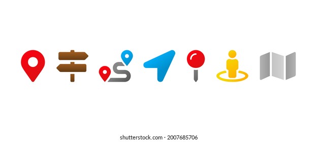 Location icons set. GPS maps and map pin symbols in gradient style isolated Vector illustration EPS 10