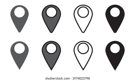 Location icons set, isolated on white background