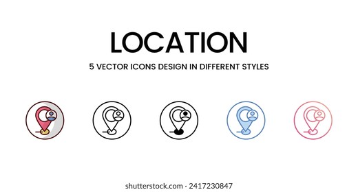 Location icons set isolated white background vector stock illustration.