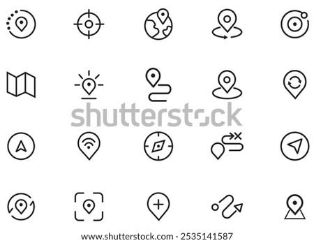 Location icons set. Maps and location icon set. sign location map. Location symbols. Map pointer icons. Vector illustration. Vector Graphic. 

