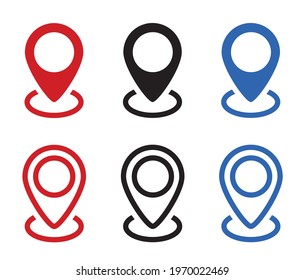 Location icons set, marker icon, map pin place. Vector illustration.