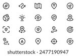 Location icons set. Navigation icons. Map pointer icons. Location symbols.  Editable stroke. Vector illustration. Vector Graphic. EPS 10