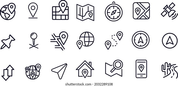 Location icons set. Navigation icons. Map pointer icons. Location symbols