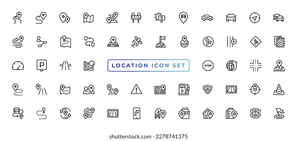 Location icons set. Navigation icons. Map pointer icons. Location symbols. Vector illustration
