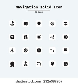 Location icons set. Navigation icons. Map pointer icons. Location symbols. Collection ui icons with squircle shape. Web Page, Mobile App, UI, UX design.
