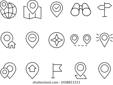 Location icons set. Navigation, Map pointer , Location symbols. Vector illustration