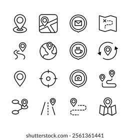 Location icons set. Navigation icons. Map pointer icons. Location symbols. Vector illustration. Vector Graphic.