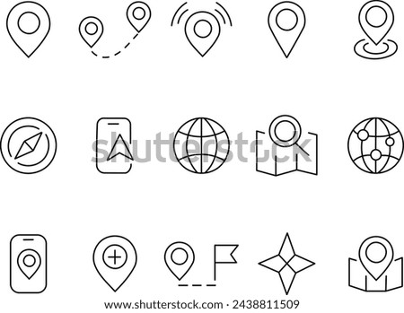 Location icons set. Navigation, Map pointer , Location symbols. Vector illustration