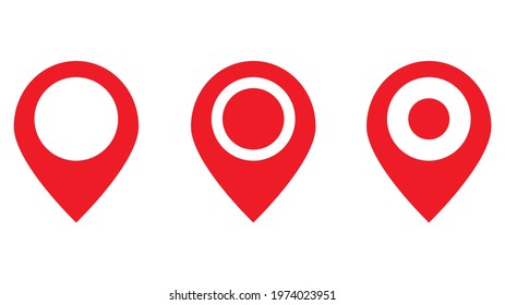 Location icons set in red isolated on white background