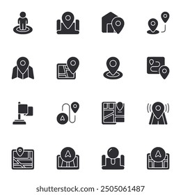 Conjunto de iconos de Locación Ilustración vectorial