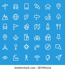 Location icons, simple and thin line design