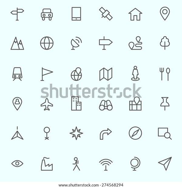 Location icons, simple\
and thin line design