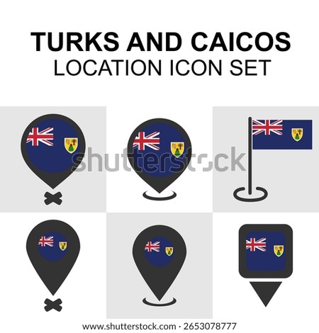 Location icons of the Turks and Caicos Islands flag, ideal for tropical travel guides and Caribbean-focused maps.