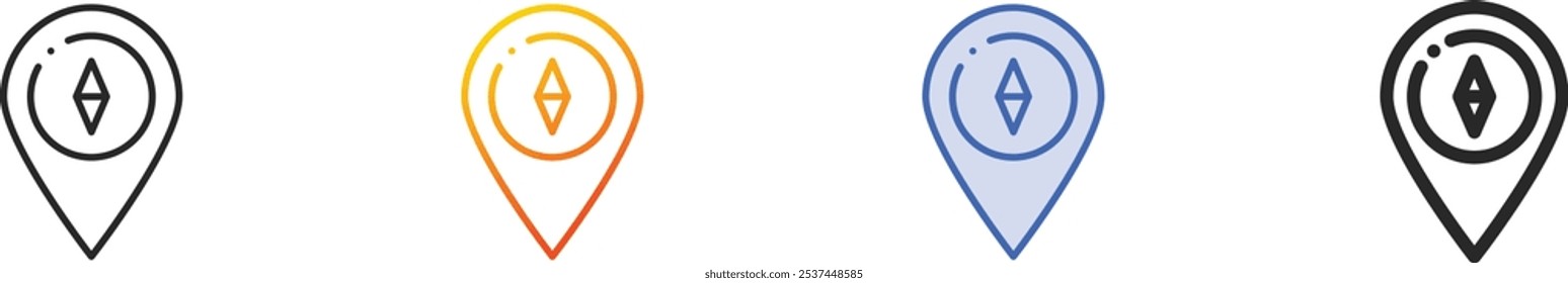 location icon.Thin Linear, Gradient, Blue Stroke and bold Style Design Isolated On White Background