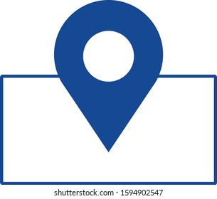 LOCATION AND ILLUSTRATION ICON CONCEPT.BLUE LOCATION SYMBOL.