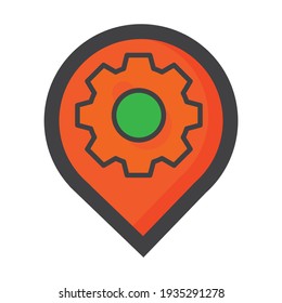 ilustración de ubicación. ubicación con el icono de configuración. puede utilizarse para, icon design element,ui, web, app.
