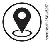 
Location Image Black Glyph Icon, Location Graphic, Location Icon, Black Icon Vector black and white circle background