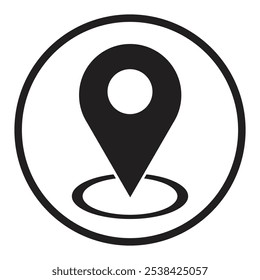 
Location Image Black Glyph Icon, Location Graphic, Location Icon, Black Icon Vector black and white circle background