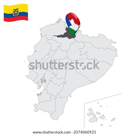 Location Imbabura  Province on map Ecuador. 3d location sign similar to the flag of Imbabura. Quality map  with  provinces Republic of Ecuador for your design. EPS10