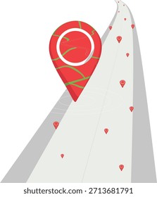 ícone do pino do mapa do indicador de localização definido em uma estrada para gps, destino, direções, distância, lugar, navegação e endereço