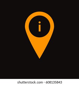 location information icon. Orange icon on black background