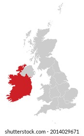 Location of Ireland in United Kingdom Map Vector