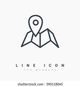 Location isolated minimal single flat linear icon for application and info-graphic. Pin line vector icon for websites and mobile minimalistic flat design.