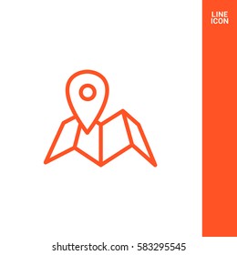 Location isolated minimal single flat linear icon for application and info-graphic. Pin line vector icon for websites and mobile minimalistic flat design.