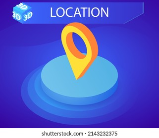 Location isometric design icon. Vector web illustration. 3d colorful concept