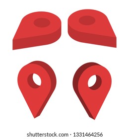 Location isometric icon set in modern flat design isolated on white background, 3d pin symbol, simple vector illustration for web site or mobile app