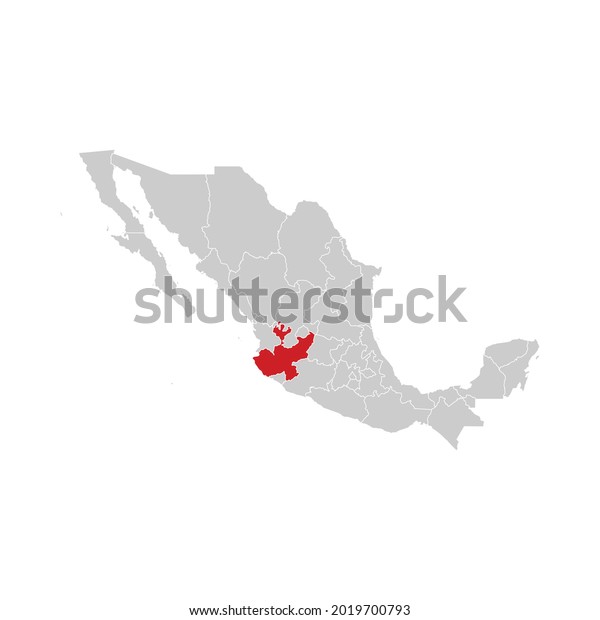 Ubicación De Jalisco En México Mapa Vector 4234