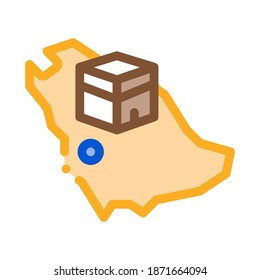 location of kaaba geolocation icon vector. location of kaaba geolocation sign. color symbol illustration