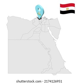 Location Kafr El Sheikh Governorate on map Egypt. 3d location sign similar to the flag of  Kafr El Sheikh. Quality map  with  provinces Egypt for your design. EPS10