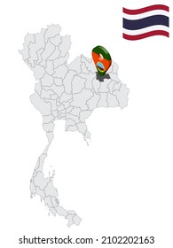 Location of  Kalasin Province on map Thailand. 3d Kalasin flag map marker location pin. Quality map with Provinces of  Thailand for your web site design, app, UI. EPS10.