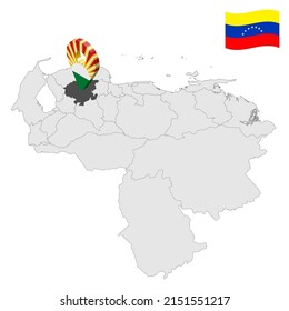 Location Lara  State  on map Venezuela. 3d location sign similar to the flag of  Lara. Quality map  with  Regions of the Venezuela for your design. EPS10