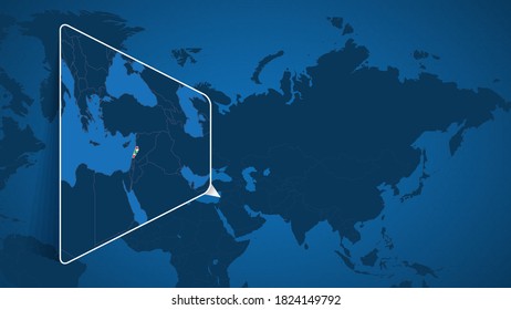Lage des Libanon auf der Weltkarte mit erweiterter Karte des Libanon mit Flagge. Geografische Vektorvorlage für Ihr Design.