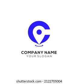 diseño del logotipo de ubicación y letra c