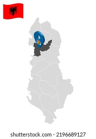 Location Lezhe County  on map Albania. 3d location sign similar to the flag of  Lezhe  County. Quality map  with  Regions of the Albania for your design. EPS10