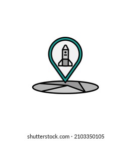 farbiges Symbol der Ortslinie. Zeichen und Symbole können für Web, Logo, mobile App, UI, UX auf weißem Hintergrund verwendet werden