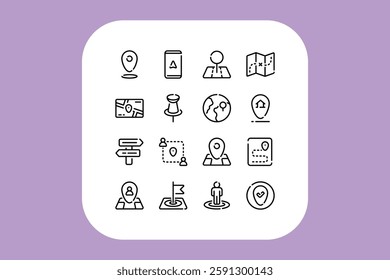 Location line icon design set