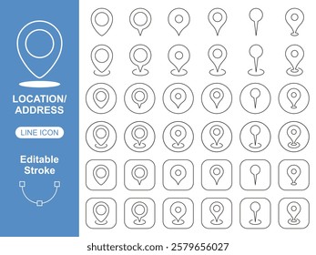 Location Line Icon. Editable Stroke and fill. Pixel Perfect. For Mobile and Web.