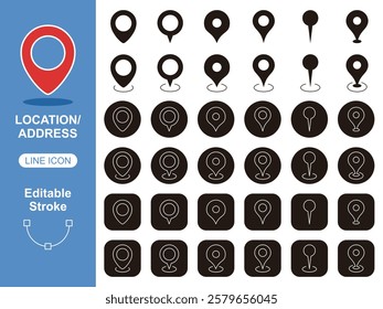 Location Line Icon. Editable Stroke and fill. Pixel Perfect. For Mobile and Web.