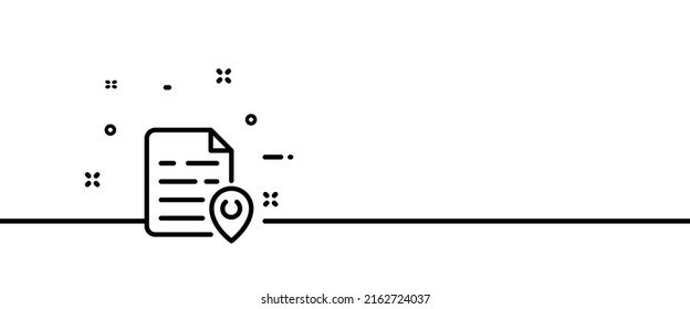 Location line icon. Geolocation of the issuance of documents, passport office, etc. Pointer concept. One line style. Vector line icon for Business and Advertising.