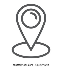 Location line icon, gps and navigation, map pin sign, vector graphics, a linear pattern on a white background, eps 10.