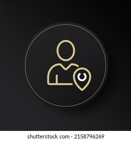 Location line icon. Man near pointer, geolocation, route, map,. Navigation concept. Vector line icon for Business and Advertising
